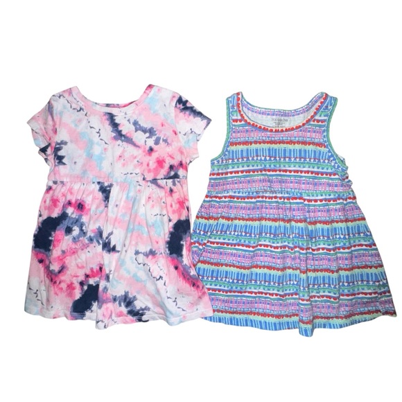 Cat & Jack Other - Cat & Jack Pink Tie-Dye and Colorful Striped Dresses